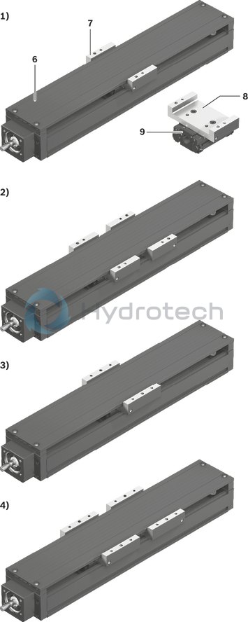 technical illustration-R030519868-Repeatability of up to &plusmn; 0.005 mm Positioning accuracy of up to &plusmn; 0.01 mm Guiding accuracy of up to &plusmn; 0.005 mm Quick installation and easy alignment of the axes thanks to the machined reference edge on the frame Simple motor mounting thanks to the centering recess and fastening thread Protection of the installation elements by selectable sheet cover