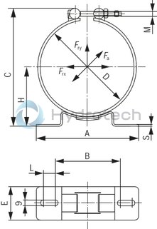 technical illustration-R901435305-Bladder-type accumulator size 20 liters, 330 bar for industrial applications at standard temperatures