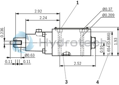 technical illustration-R901194263-4/3-, 4/2- or 3/2-way version Porting pattern according to DIN&nbsp;24340 form A (without locating hole) Porting pattern according to ISO&nbsp;4401-03-02-0-05 (with locating hole) Type of actuation: Roller plunger Inductive position switch and proximity sensors (contactless)