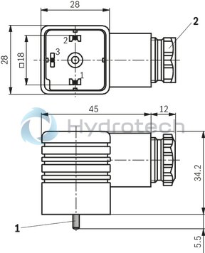 technical illustration-R900004823-Mating connector, 3-pole (2 + PE) EN 175301-803