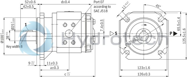 technical illustration-R900932269-INTERNAL GEAR PUMP, size 16, pressure 250 bar for industrial and mobile applications, open circuit