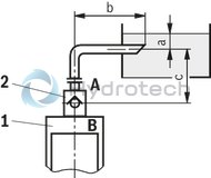 technical illustration-R900566826-Pilot operated check valve in sandwich plate design Directional valve set-up, optional High-pressure connection (NG32 &hellip; 160) Integrated throttle check valve (NG50, 63, 80 and 200)
