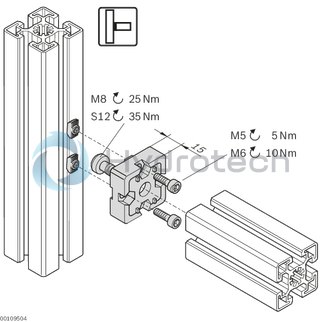 technical illustration-T CONN 45X45-T-connector 45x45 set (standard)