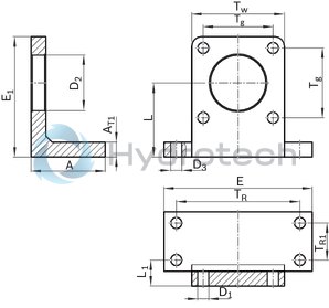 technical illustration-R15617B104-Foot mounting with centering ring for mounting on the base