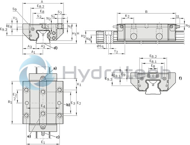 technical illustration-R18535322X-Roller runner block, FLS, size 55, steel CS, accuracy precision, high preload