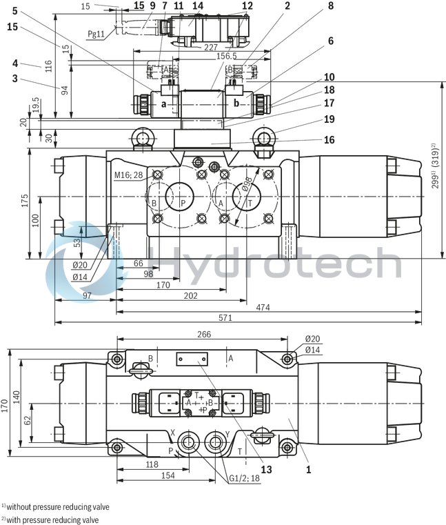 technical illustration-R901093628-Size 10, symbol W9, electrical with external electronics, 24 V DC
