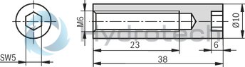 technical illustration-R900731949-Base element for ready-for-connection controls in vertical stacking design Compact hydraulic controls Common pump and tank line Separate actuator ports of the stations Measuring ports in the actuator lines Mounting of NG6 sandwich plates and valves Pressure relief valve type DBD in pressure line P Connection possibility of a pressure gauge in pressure line P