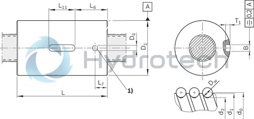 technical illustration-R151234052-Cylindrical single nut ZEM-E-A, size 32 x 10R x 3.969 - 5