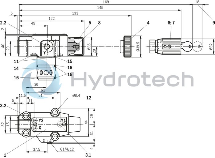technical illustration-R900943087-Suitable for use as preload, sequencing and changeover valve For subplate mounting Porting pattern according to ISO&nbsp;5781 As cartridge valve 4&nbsp;pressure ratings 4 adjustment types:<br>
&bull; Rotary knob<br>
&bull; Sleeve with hexagon and protective cap<br>
&bull; Lockable rotary knob with scale<br>
&bull; Rotary knob with scale Check valve, optional