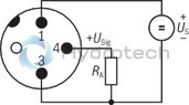 technical illustration-R901466597-Pressure transducer with analog output 4 … 20 mA, pressure range 0 … 250 bar, connector 4-pole M12x1 A-coded, throttle element