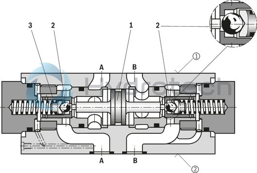 technical illustration-R900589414-Sandwich plate valve for use in vertical stackings Porting pattern according to ISO&nbsp;4401-08-08-0-05 For the leakage-free blocking of one or two actuator ports, optional Various cracking pressures Pre-opening standard Check valve installation sets available individually Special versions on request