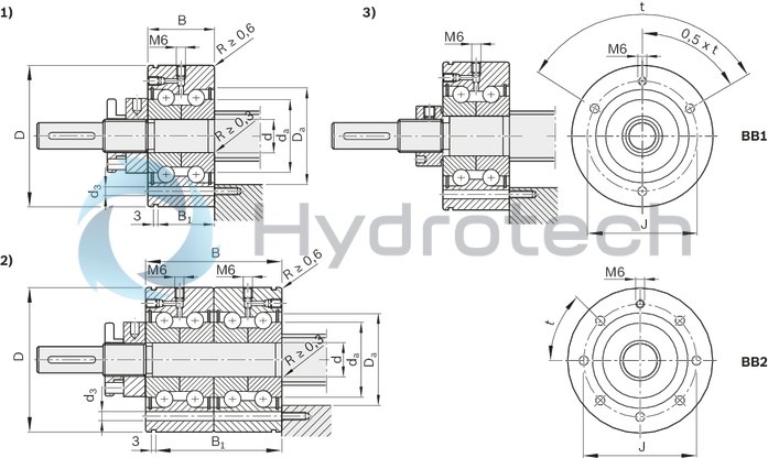 technical illustration-R159001200-Assembly group bearing unit LAF, size 20 x 5/10/20/40