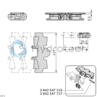 technical illustration-3842546093-Chain plate for flat conveyor chain 160