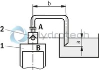 technical illustration-R900566826-Pilot operated check valve in sandwich plate design Directional valve set-up, optional High-pressure connection (NG32 &hellip; 160) Integrated throttle check valve (NG50, 63, 80 and 200)