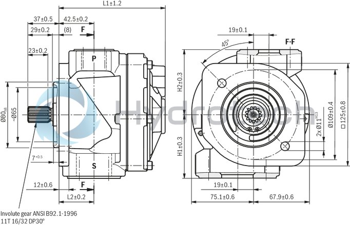 technical illustration-R901230040-Gerotor pump, size 80 cm&sup3;, pressure 15 bar for cooling or filter circuits