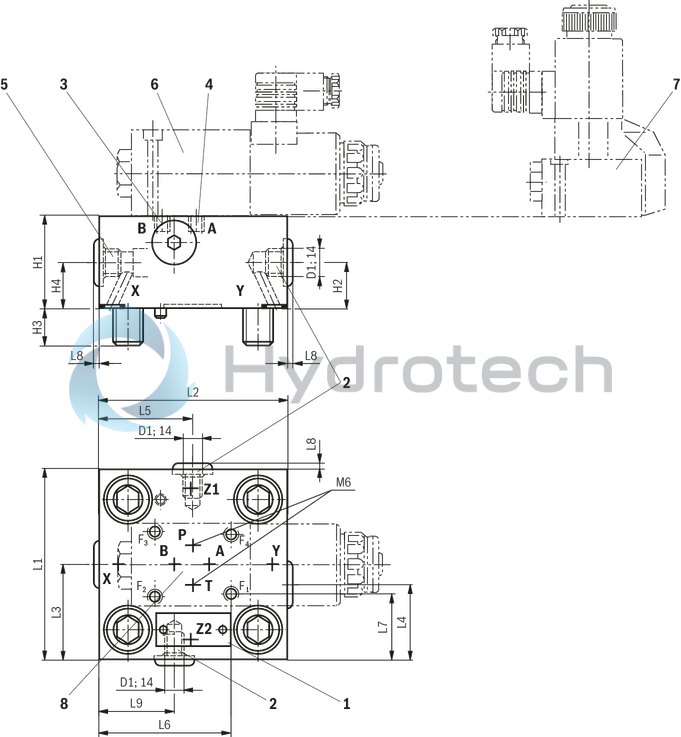 technical illustration-R901383014-Size 40, symbol GWMA, hydraulically actuated
