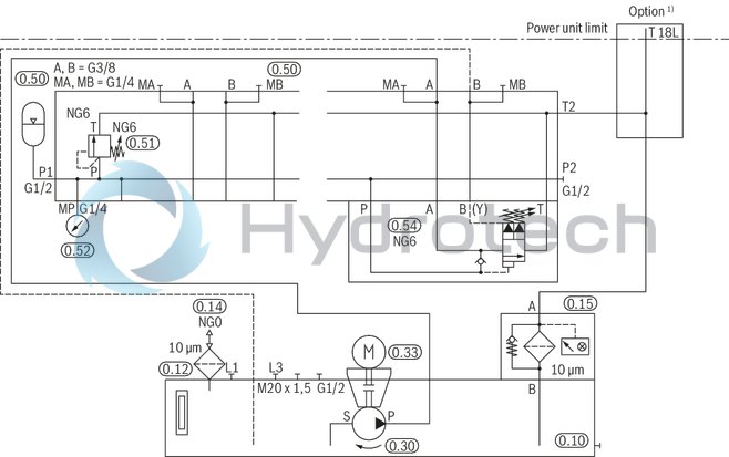 technical illustration-R919101941-Stable aluminum tank Modular design Compact power unit design Individual adaptation possible Versatile possible applications Additional options possible Clear, maintenance-friendly arrangement

