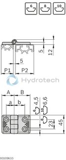 technical illustration-3842544530-Hinge, aluminum P1=40 P2=40
