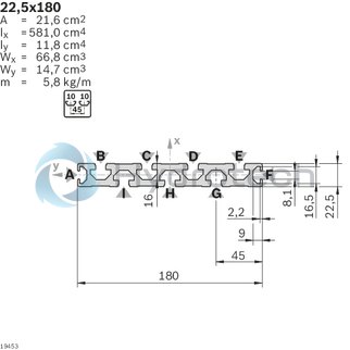 technical illustration-3842557944-Strut profile 22.5x180, 6xL=6070mm