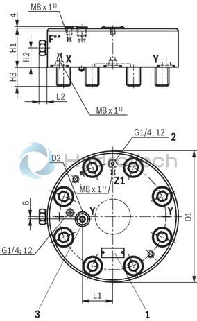 technical illustration-R900938213-Size 50, symbol RF, hydraulically actuated