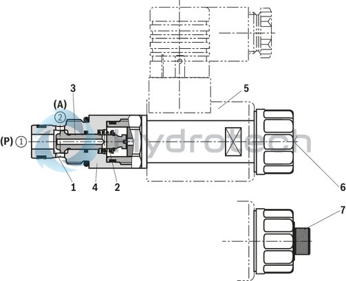 technical illustration-R901252718-2/2 directional poppet valve, direct operated with solenoid actuation