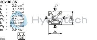 technical illustration-3842557221-Strut profile 30x30 3N, 20xL=6070mm