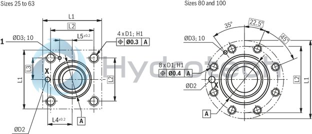 technical illustration-R901070943-Size 40, A &rarr; B, hydraulically actuated