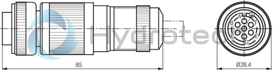 technical illustration-R900021267-Mating connector, connector 7-pole (6 + PE) EN 175301-804