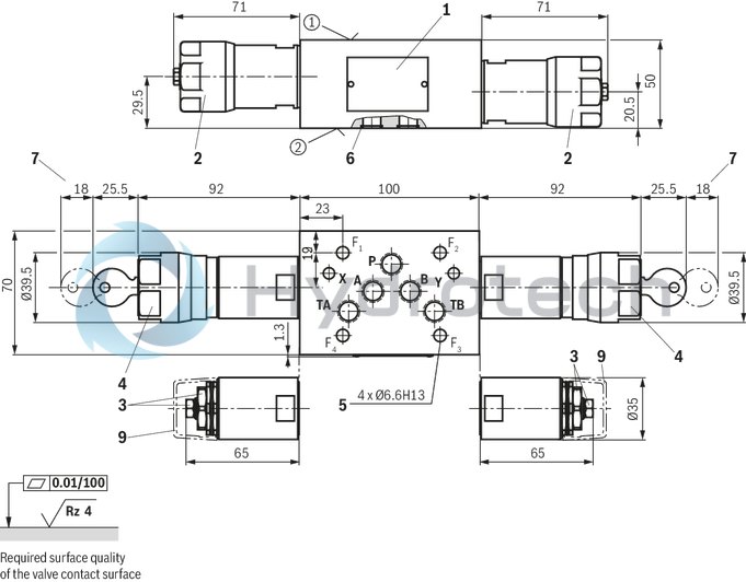 technical illustration-R901438983-Size 10, symbol P - T, with manual actuation
