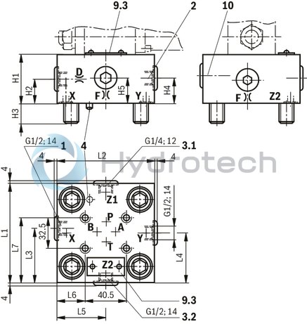 technical illustration-R901086754-Size 16, mechanical, blockable pressure reduction with installation surface ISO4401