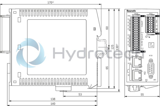 technical illustration-R901413449-Hydraulic pump control for 1 pump of type A4..HS5, function: Swivel angle, pressure control, torque limitation, master/slave