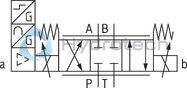 technical illustration-R901008707-Direct operated proportional directional valve for controlling flow direction and flow size Operation by means of proportional solenoids with central thread and detachable coil Electrical position feedback Integrated electronics (OBE) with B6 interface Monitoring of control spool position With or without step function Spring-centered control spool For subplate mounting: Porting pattern according to ISO 4401