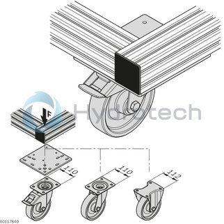 technical illustration-3842536738-Heavy duty wheel, trestle wheel, F3000