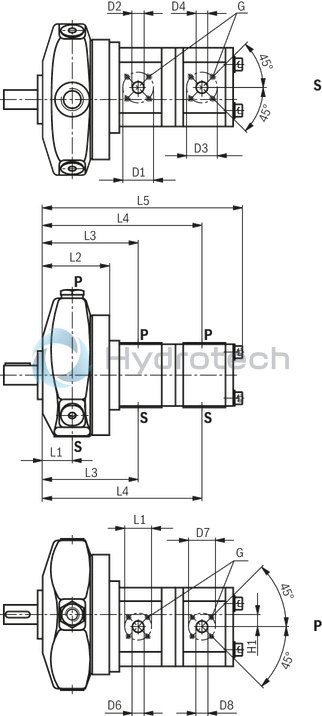 technical illustration-R901089530-Radial piston pump, size 20 cm3, pressure 500 bar for industrial applications, open circuit