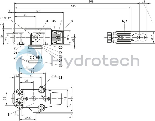 technical illustration-R900955012-Size 10, P → T, mechanical, 24 V DC