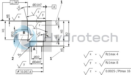 technical illustration-R900910269-Size 16, bidirectional (A → B, B → A), hydraulically actuated, spool type AE