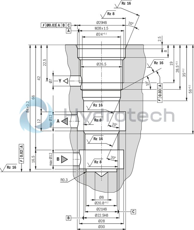 technical illustration-R900474524-Pressure reducing valve, pilot operated