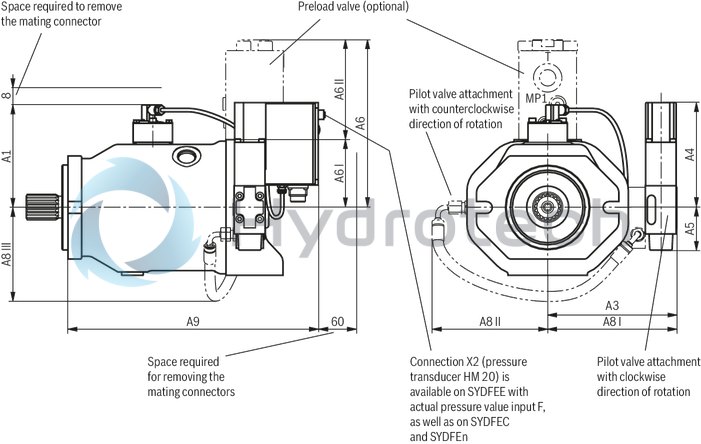 technical illustration-R987054609-Pump A10VSO BR31 with analog OBE