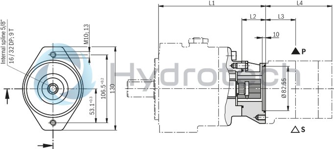 technical illustration-R900506809-Variable displacement pump, size 118 cm&sup3;, pressure 160 bar for industrial applications, open circuit
