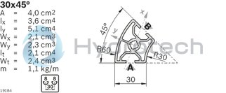 technical illustration-30X45G,STRUT-Strut profile 30x45&deg; 20xL=6070mm