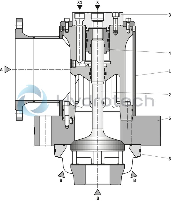 technical illustration-R901044401-Size 200, A &rarr; B, hydraulically actuated