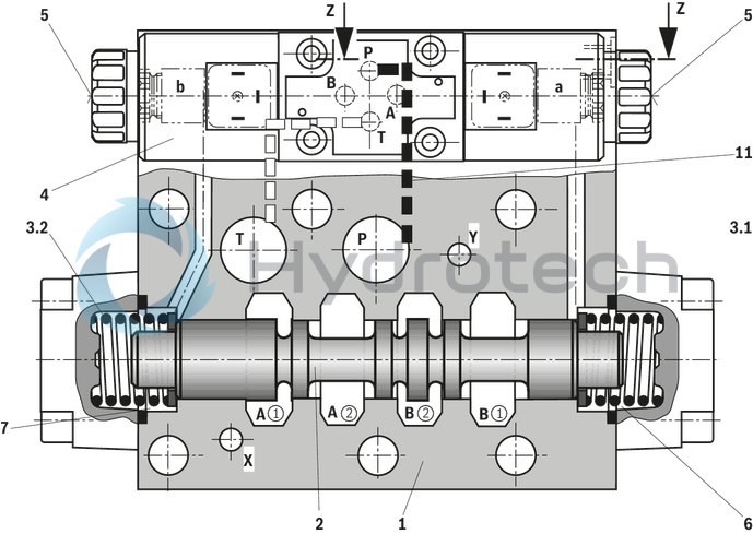 technical illustration-R901295481-Size 22, symbol E63, with solenoid actuation, 24 VDC