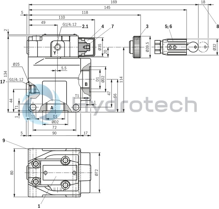 technical illustration-R900596961-For subplate mounting Porting pattern according to ISO&nbsp;5781 For threaded connection As cartridge valve 4 optional adjustment types:• Rotary knob• Sleeve with hexagon and protective cap• Lockable rotary knob with scale• Rotary knob with scale 5 pressure ratings Check valve, optional (subplate mounting only)
