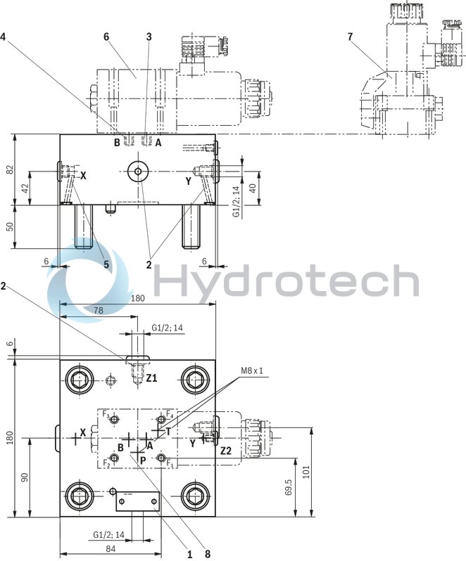 technical illustration-R901383014-Size 40, symbol GWMA, hydraulically actuated