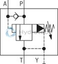 technical illustration-R900941546-For subplate mounting As cartridge valve 4 adjustment types, optionally:<br>
&bull; Rotary knob<br>
&bull; Adjustment spindle with protective cap<br>
&bull; Lockable rotary knob with scale<br>
&bull; Rotary knob with scale 4&nbsp;pressure ratings Solenoid-operated unloading via built-on directional spool valve