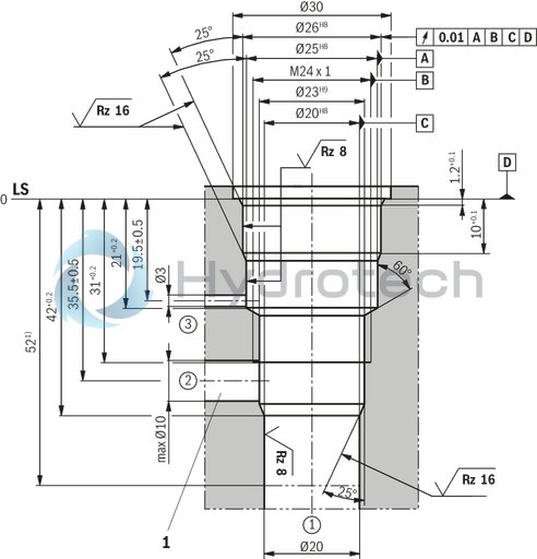 technical illustration-R901203917-Cartridge valve 4&nbsp;pressure ratings 4 optional adjustment types:&bull; Rotary knob&bull; Sleeve with hexagon and protective cap&bull; Lockable rotary knob with scale&bull; Rotary knob with scale