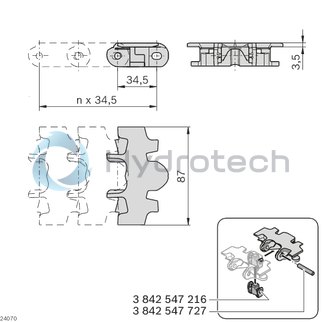 technical illustration-3842546093-Chain plate for flat conveyor chain 160