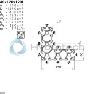 technical illustration-3842538287-Strut profile 40x120x120L, 4xL=6070 mm