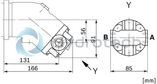 technical illustration-R902160930-Large variety of available nominal sizes allows exact adjustment to the application High power density Very high total efficiency High starting efficiency Working ports SAE flange or thread Optional with integrated pressure relief valve Optional with mounted addifitonal valve: counterbalance valve (BVD/BVE), flushing and boost-pressure valve Bent-axis design
