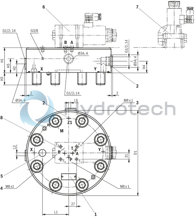 technical illustration-R901403376-2 area ratios 4 different springs 6 different cracking pressures